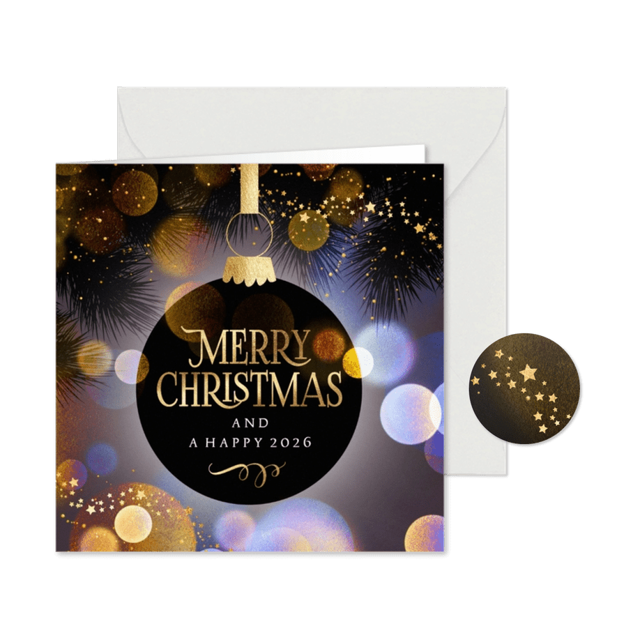 Sjieke kerstkaart internationaal kerstbal Merry Christmas - Kaartimpressie