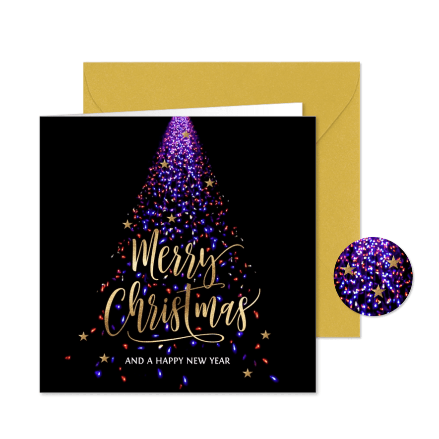 Sjieke kerstkaart kerstboom lichtjes - Kaartimpressie