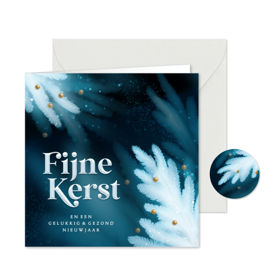 Sjieke kerstkaart kerstboom takken - Kaartimpressie