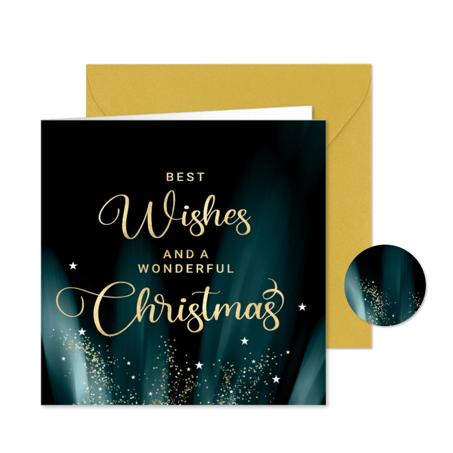Sjieke kerstkaart kersttekst in goud - Kaartimpressie