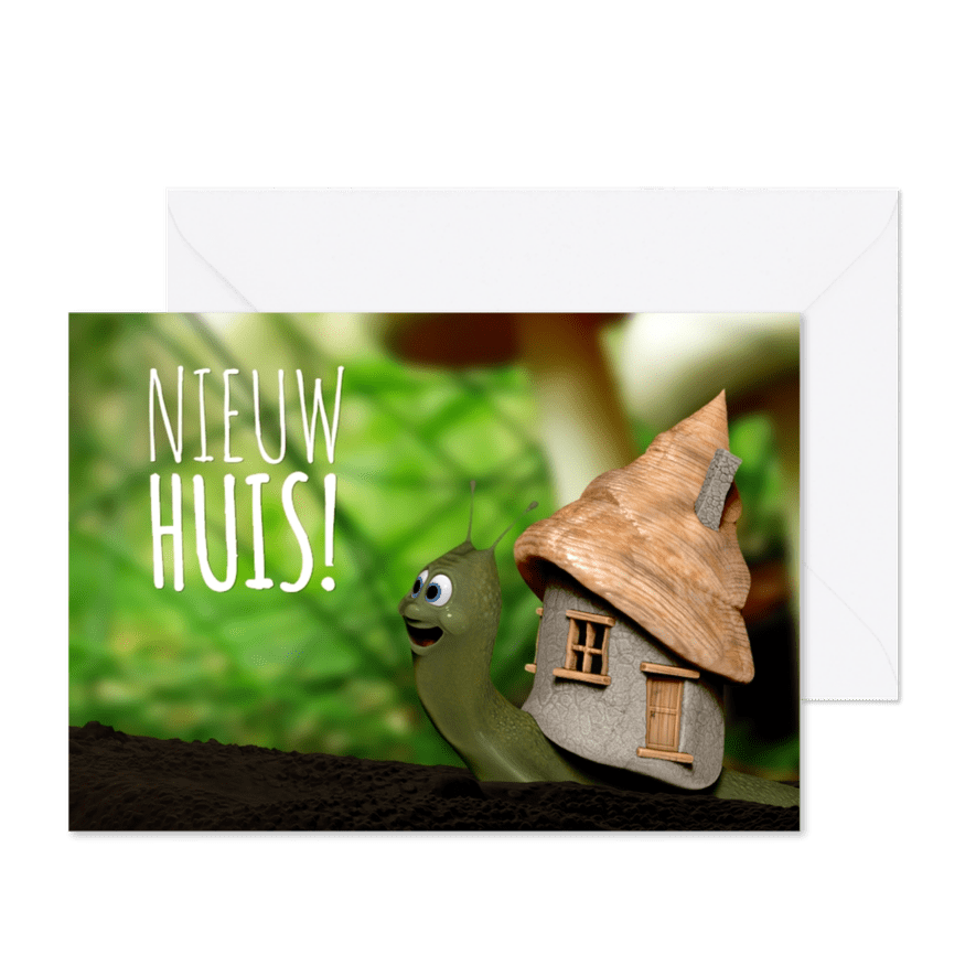 Slakje met nieuw huis verhuiskaart - Kaartimpressie