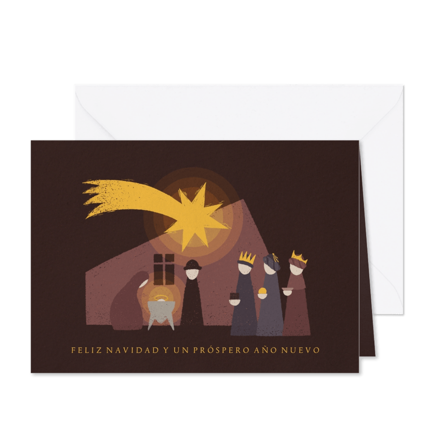 Spaanse Christelijke kerstkaart met kerststal - Kaartimpressie
