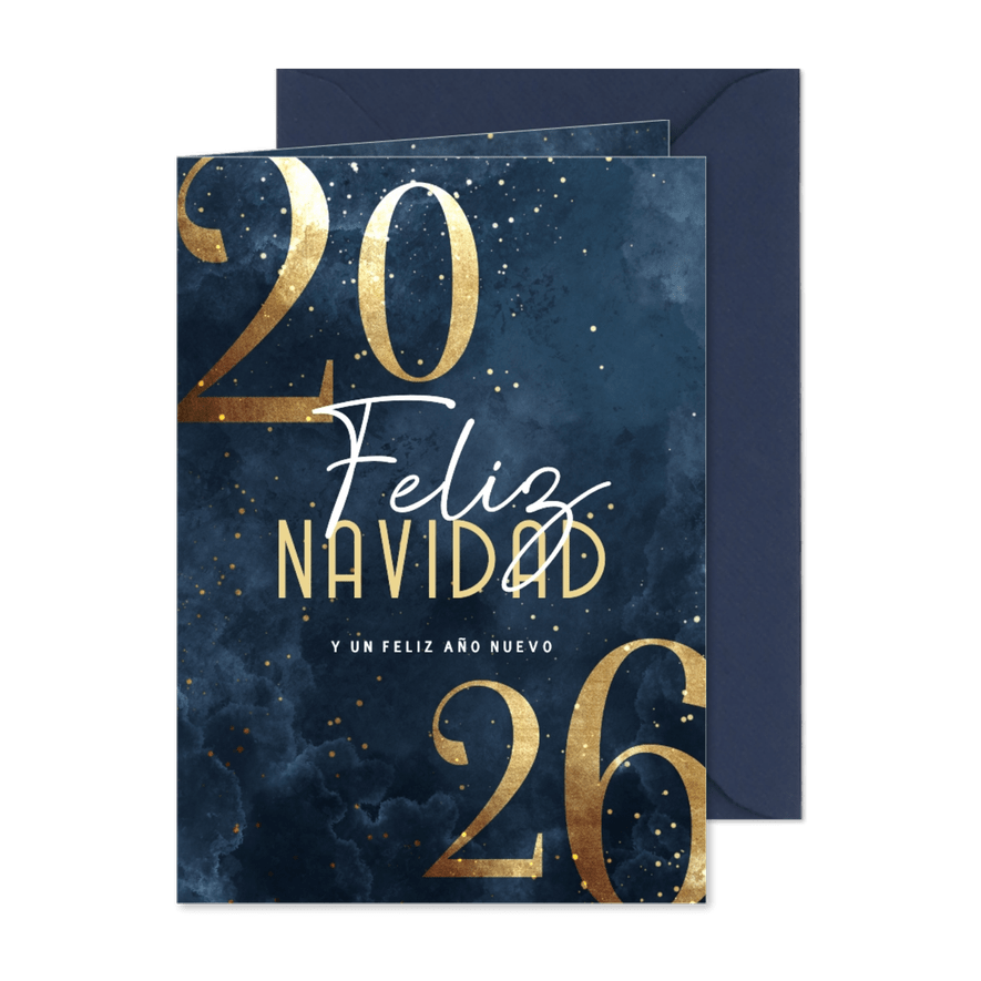 Spaanse kerstkaart groot jaar goud - Kaartimpressie