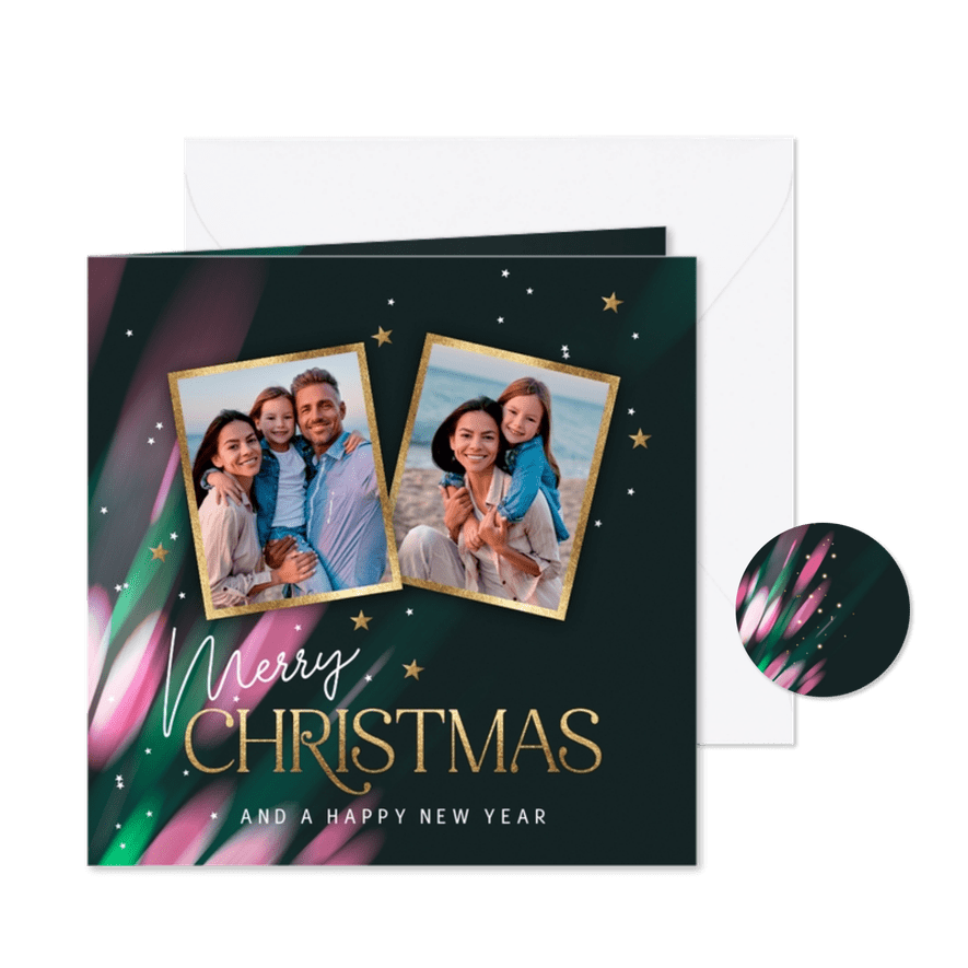 Sprankelende kerstkaart foto en licht - Kaartimpressie
