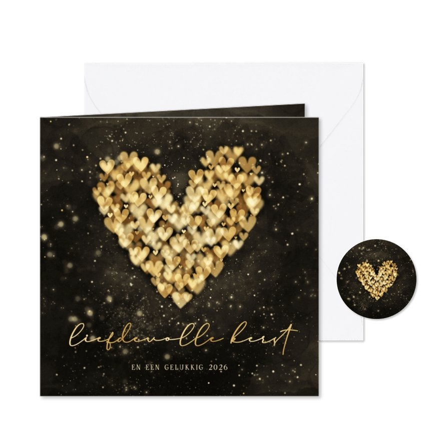 Sprankelende kerstkaart hart liefdevolle kerst - Kaartimpressie