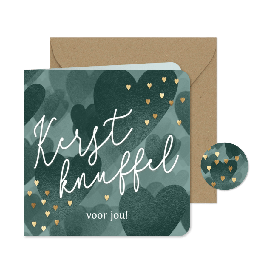 Sterkte kerstkaartje Kerst Knuffel harten - Kaartimpressie