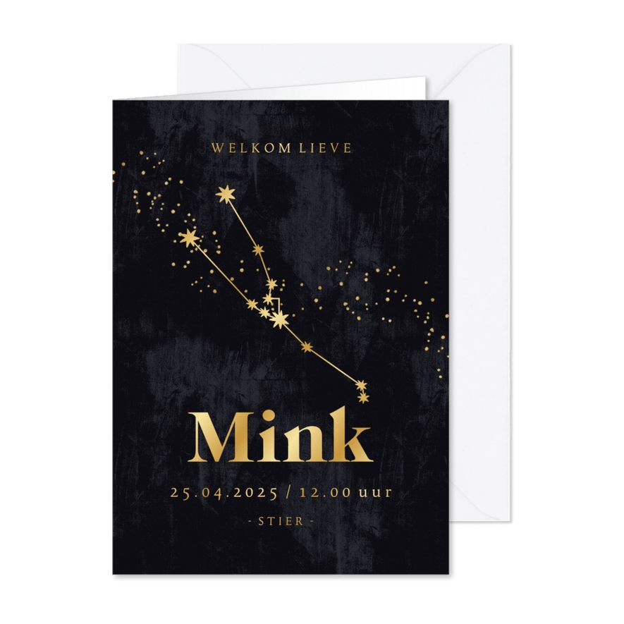 Stijlvol geboortekaartje astrologie stier sterren - Kaartimpressie