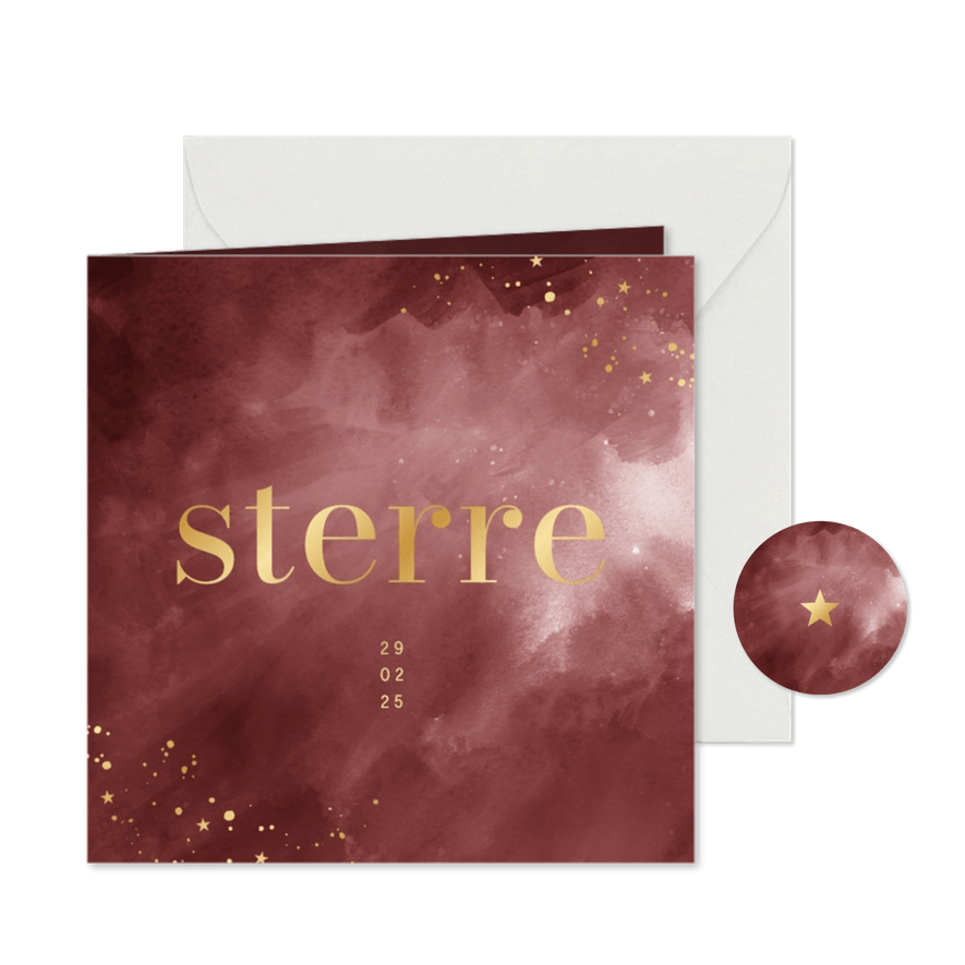 Stijlvol geboortekaartje roze met goudfolie - Kaartimpressie