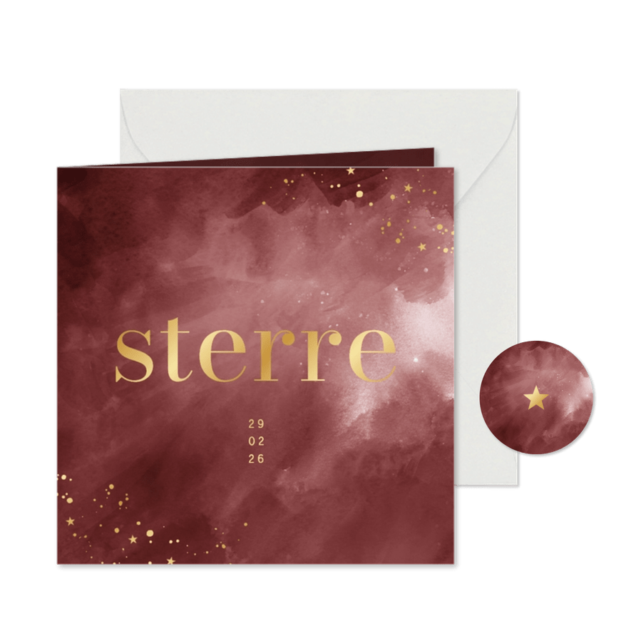 Stijlvol geboortekaartje roze met goudfolie - Kaartimpressie