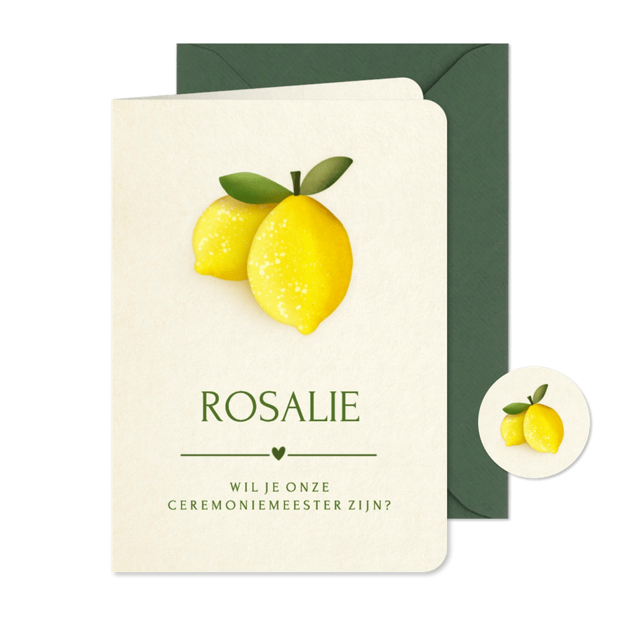 Stijlvol kaartje met citroenen ceremoniemeester vragen - Kaartimpressie