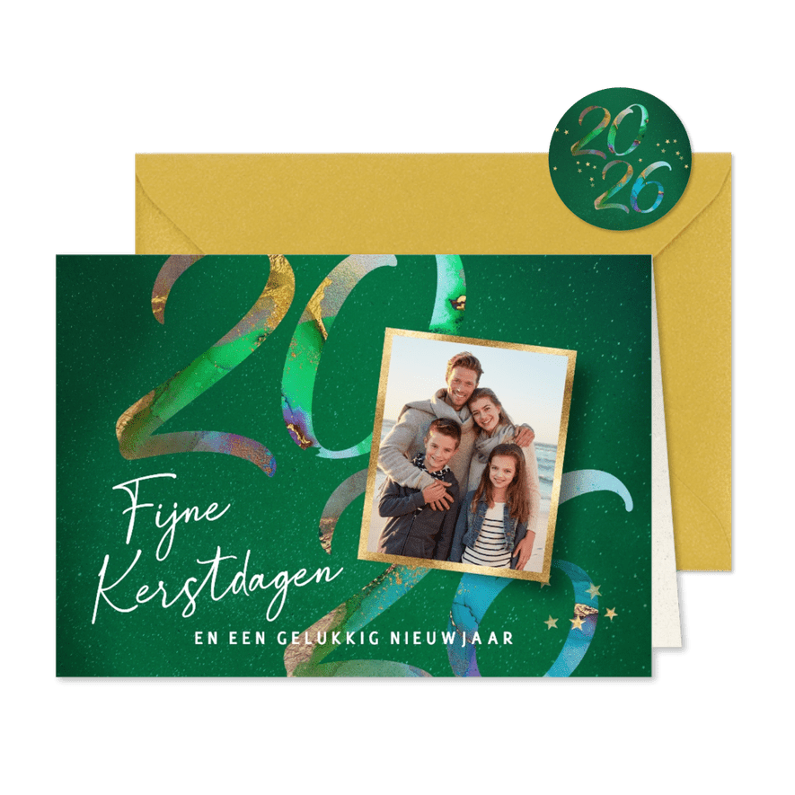 Stijlvol kerstkaartje met foto - Kaartimpressie