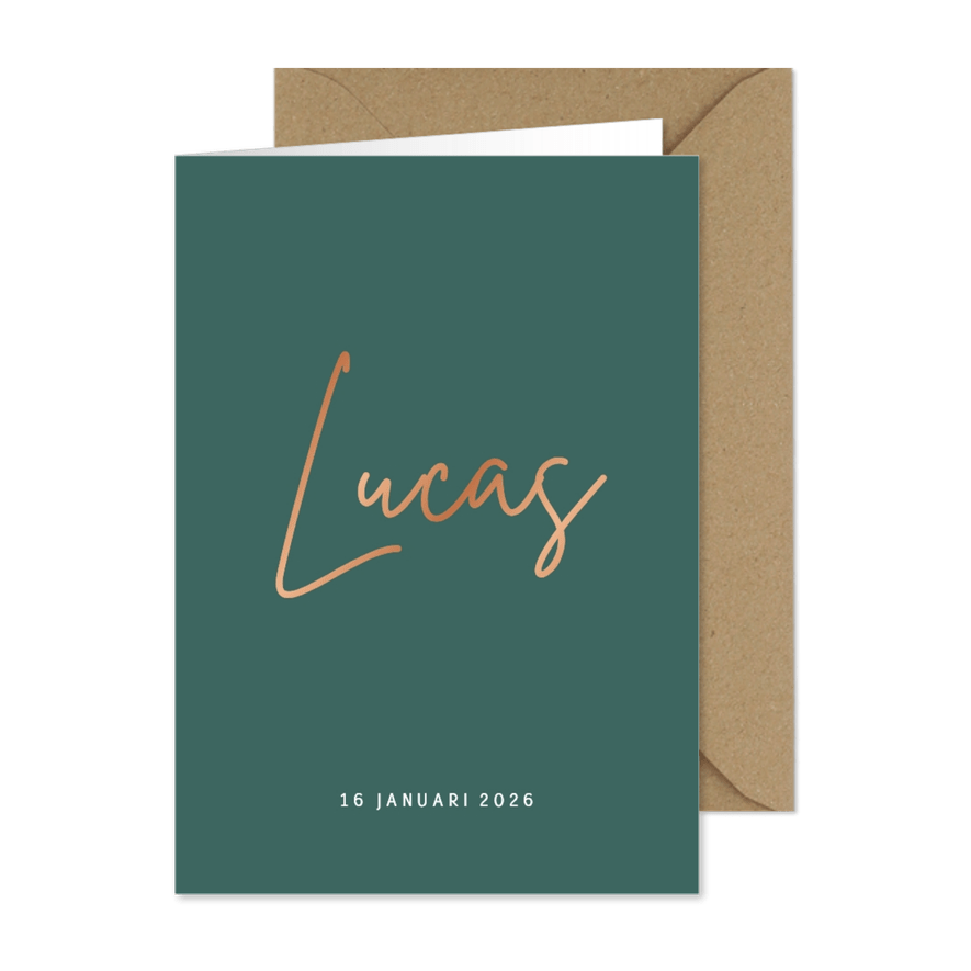 Stijlvol minimalistisch geboortekaartje jongen met naam - Kaartimpressie