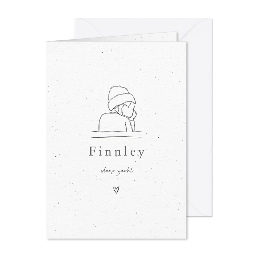 Stijlvol rouwkaartje lijntekening - Kaartimpressie