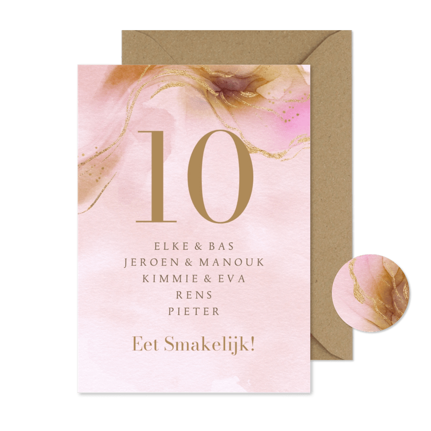 Stijlvol tafelkaartje bohemian watercolor goud - Kaartimpressie