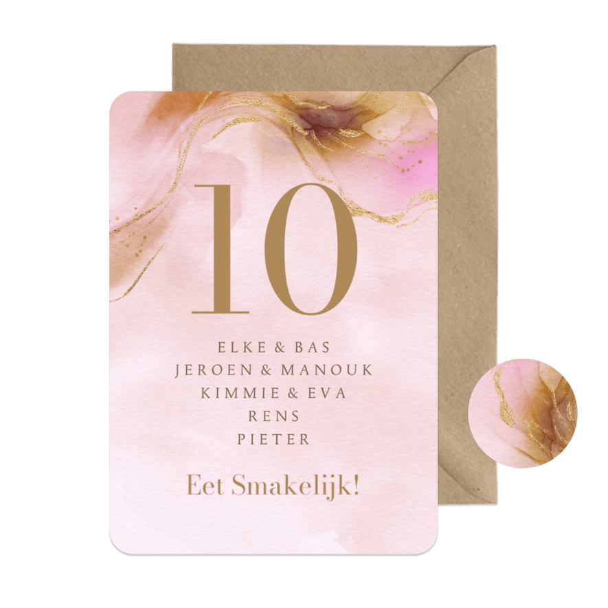 Stijlvol tafelkaartje bohemian watercolor goud - Kaartimpressie