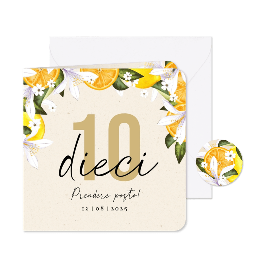 Stijlvol tafelkaartje botanisch fruit en bloemen - Kaartimpressie