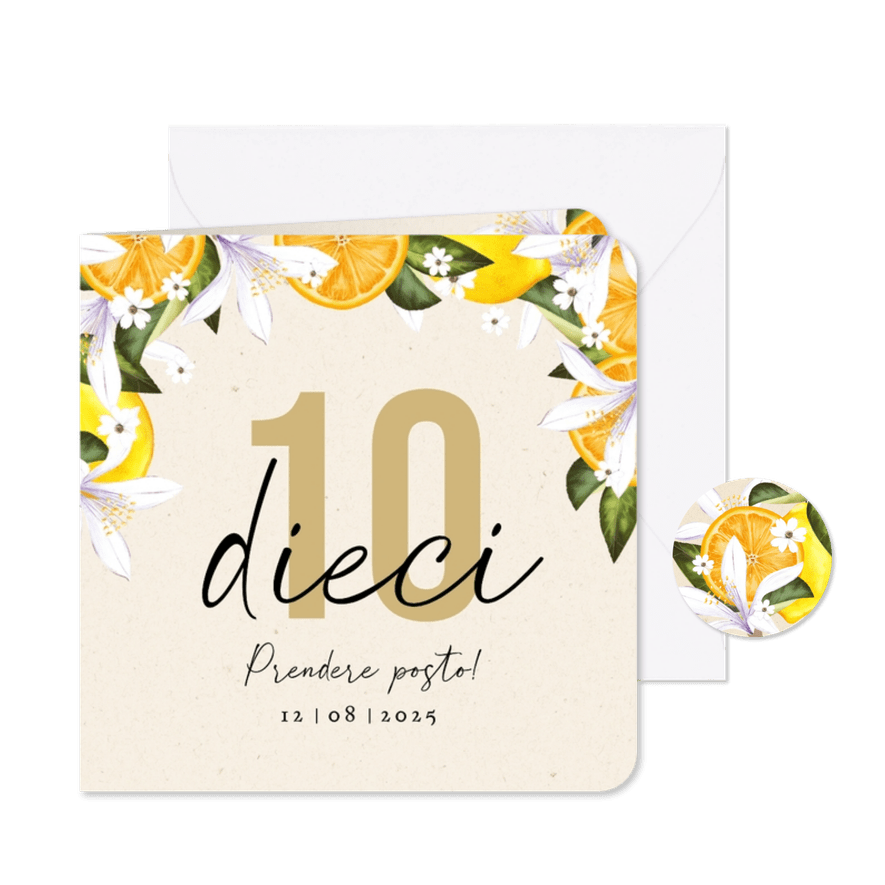 Stijlvol tafelkaartje botanisch fruit en bloemen - Kaartimpressie
