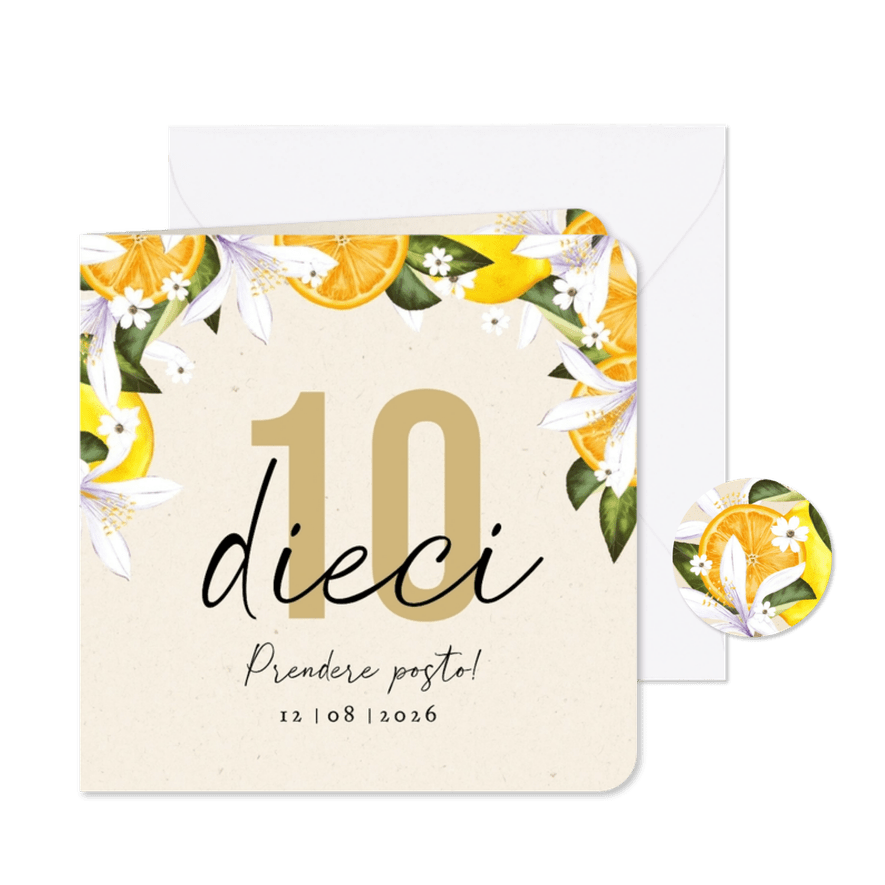 Stijlvol tafelkaartje botanisch fruit en bloemen - Kaartimpressie