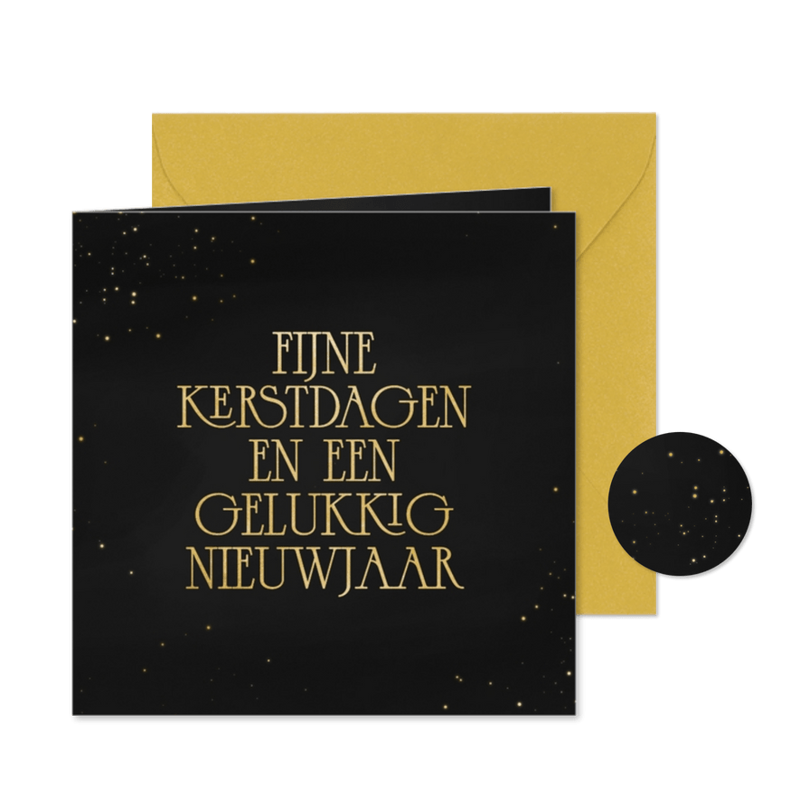 Stijlvol zakelijk kerstkaartje zwart goud typografie - Kaartimpressie