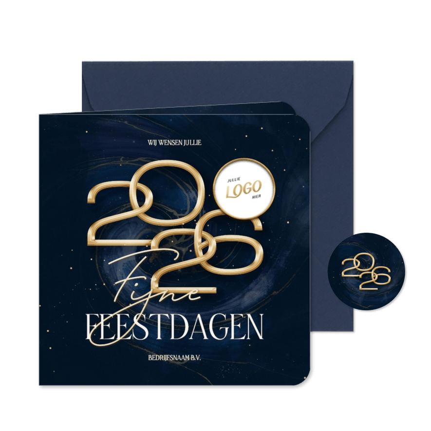 Stijlvolle 2026 zakelijke kaart met marmer swirl - Kaartimpressie