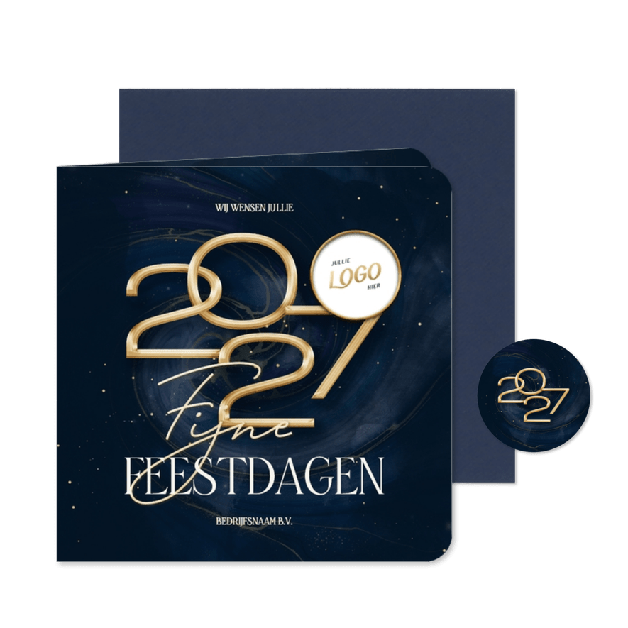 Stijlvolle 2027 zakelijke kaart met marmer swirl - Kaartimpressie