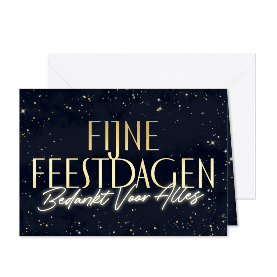 Stijlvolle blauwe kerstkaart bedankt sterrenhemel - Kaartimpressie