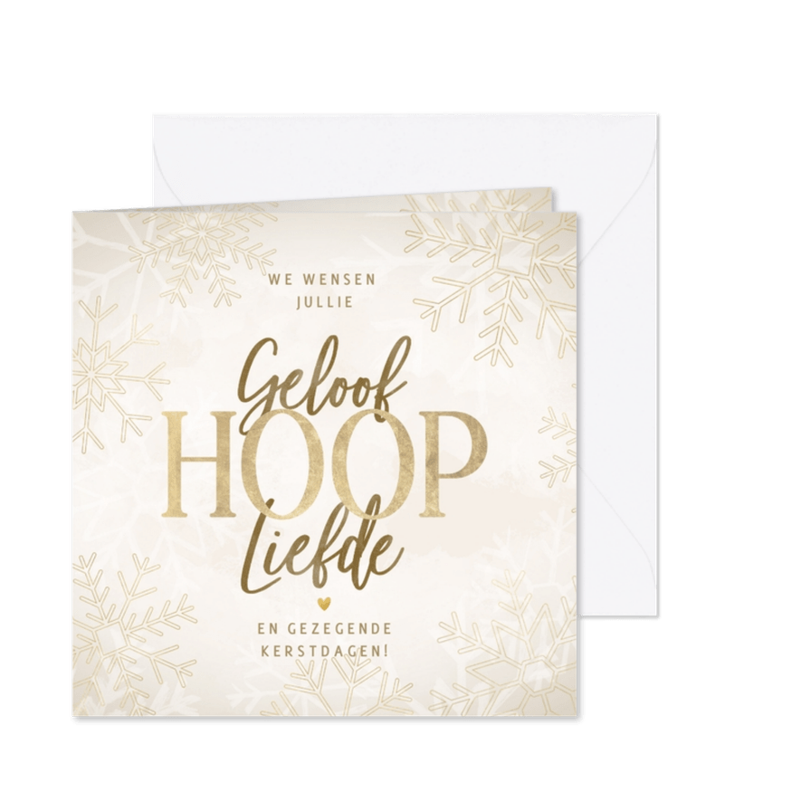 Stijlvolle Christelijke kerstkaart geloof hoop en liefde - Kaartimpressie
