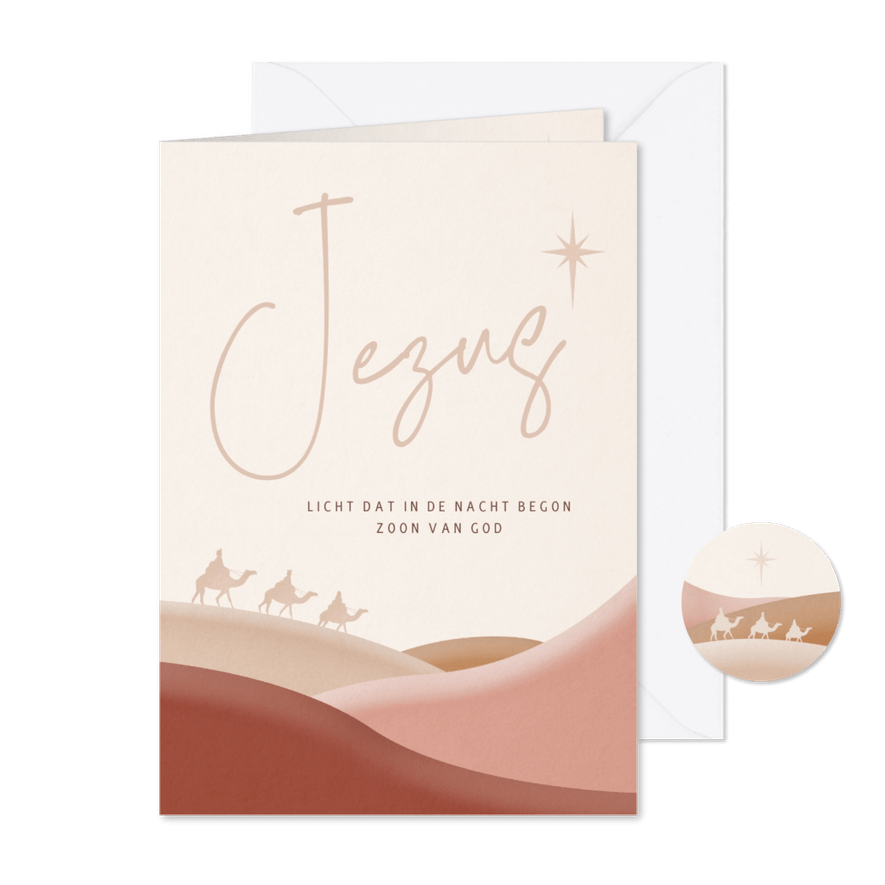 Stijlvolle Christelijke kerstkaart met de 3 koningen - Kaartimpressie