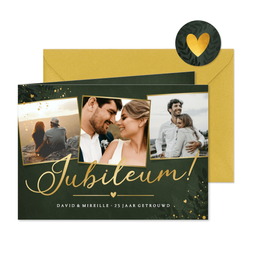 Stijlvolle foto collage jubileum uitnodiging kaart - Kaartimpressie