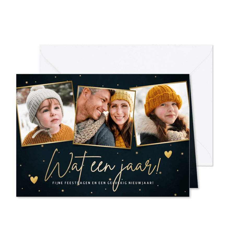 Stijlvolle fotocollage kerstkaart wat een jaar - Kaartimpressie