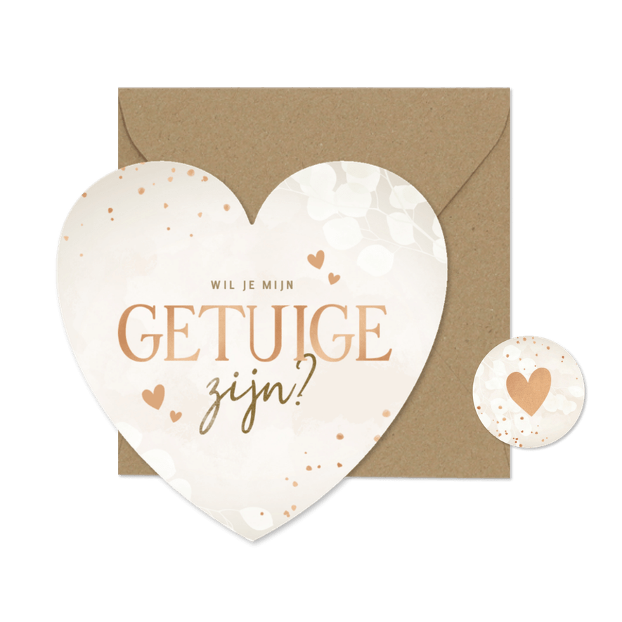 Stijlvolle getuige kaart eucalyptus in hartvorm - Kaartimpressie
