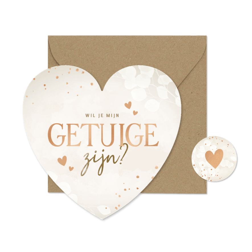 Stijlvolle getuige kaart eucalyptus in hartvorm - Kaartimpressie