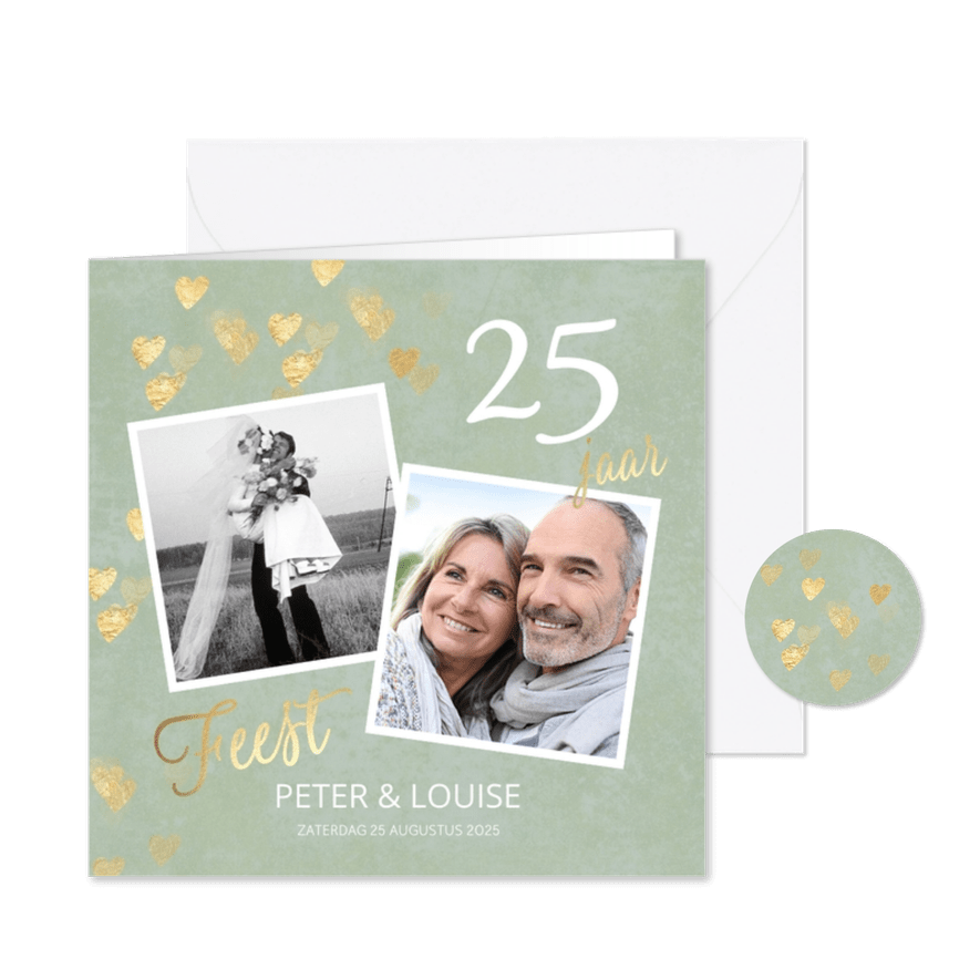 Stijlvolle huwelijk jubileum uitnodiging 25 jaar foto - Kaartimpressie