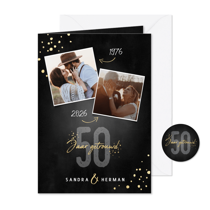 Stijlvolle jubileum uitnodiging 50 jaar getrouwd - Kaartimpressie