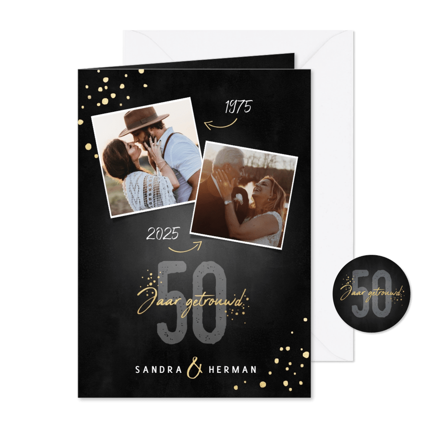 Stijlvolle jubileum uitnodiging 50 jaar getrouwd - Kaartimpressie