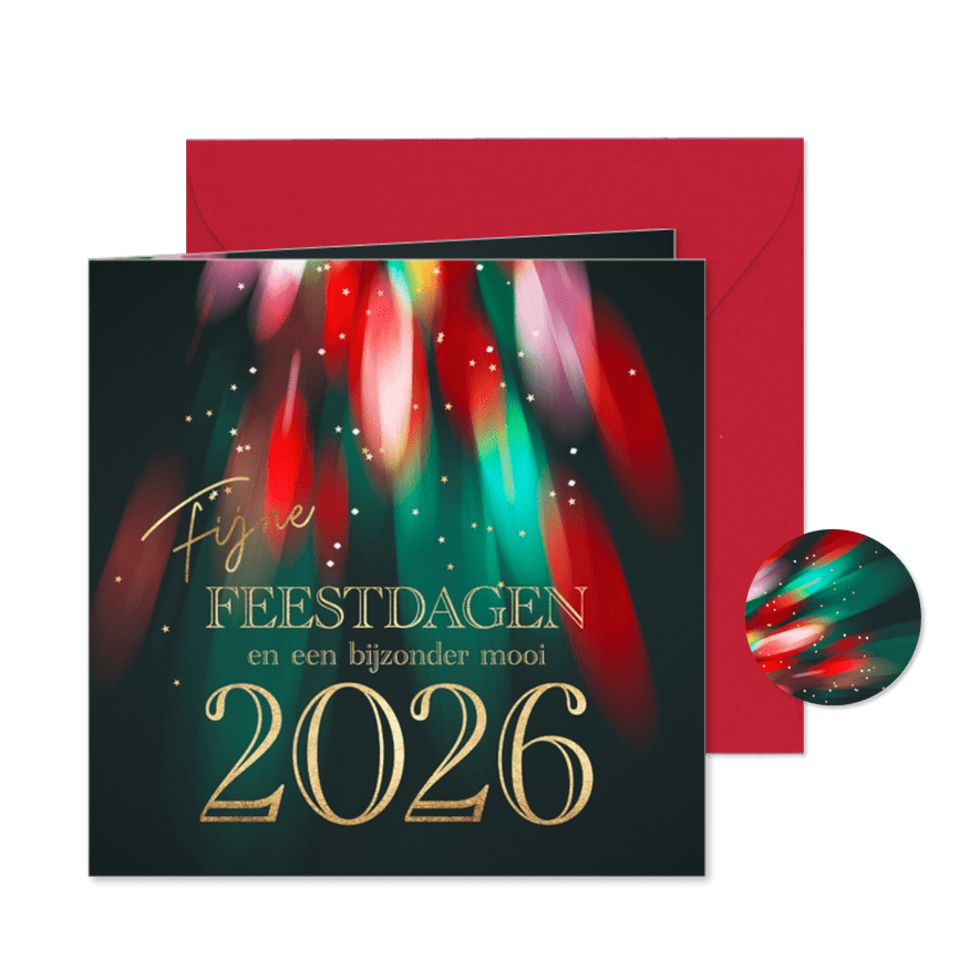 Stijlvolle kerstkaart 2026 Fijne Feestdagen - Kaartimpressie