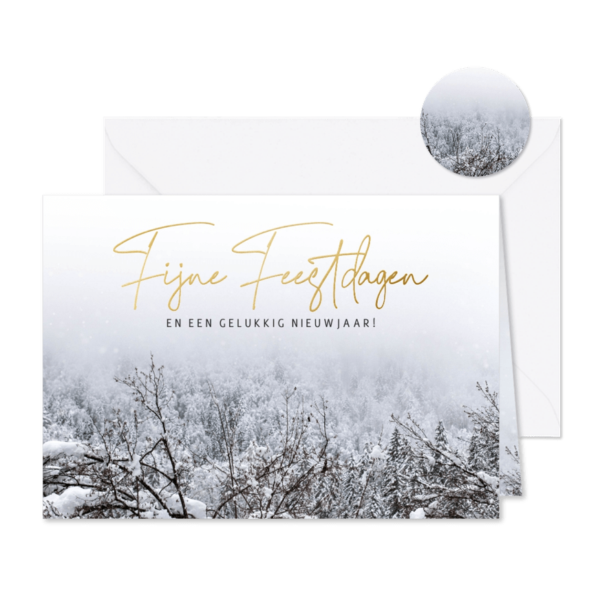 Stijlvolle kerstkaart foto sneeuwlandschap Fijne Feestdagen - Kaartimpressie