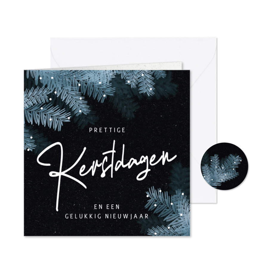 Stijlvolle kerstkaart kersttakken - Kaartimpressie