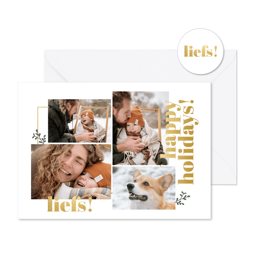 Stijlvolle kerstkaart met fotocollage - Kaartimpressie