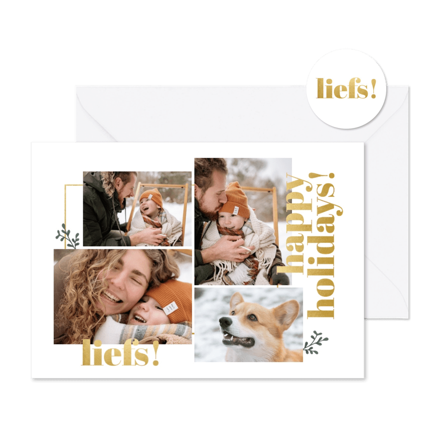 Stijlvolle kerstkaart met fotocollage  - Kaartimpressie