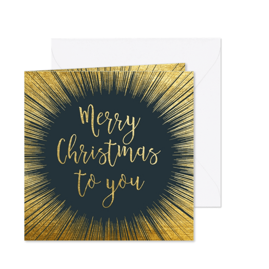 Stijlvolle kerstkaart met goud kader en typografie - Kaartimpressie