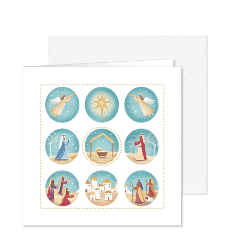 Stijlvolle kerstkaart met het Kerstverhaal - Kaartimpressie