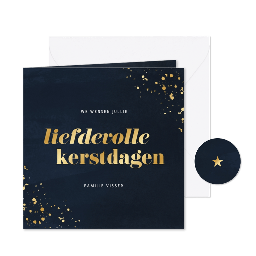 Stijlvolle kerstkaart waterverf liefdevolle kerstdagen  - Kaartimpressie