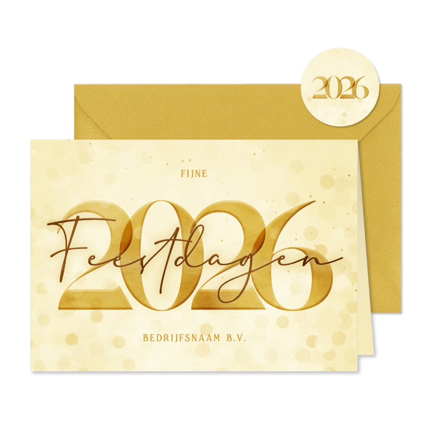 Stijlvolle kerstkaart zakelijk gouden 2026 - Kaartimpressie