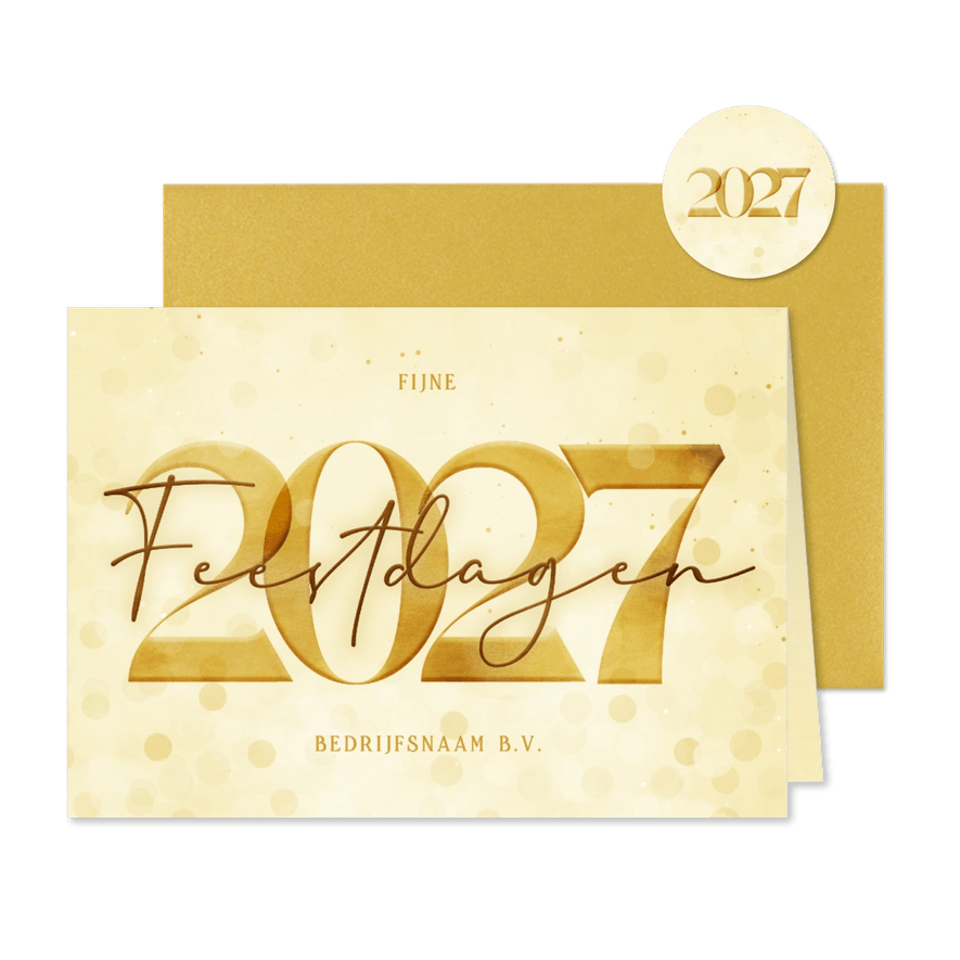 Stijlvolle kerstkaart zakelijk gouden 2027 - Kaartimpressie