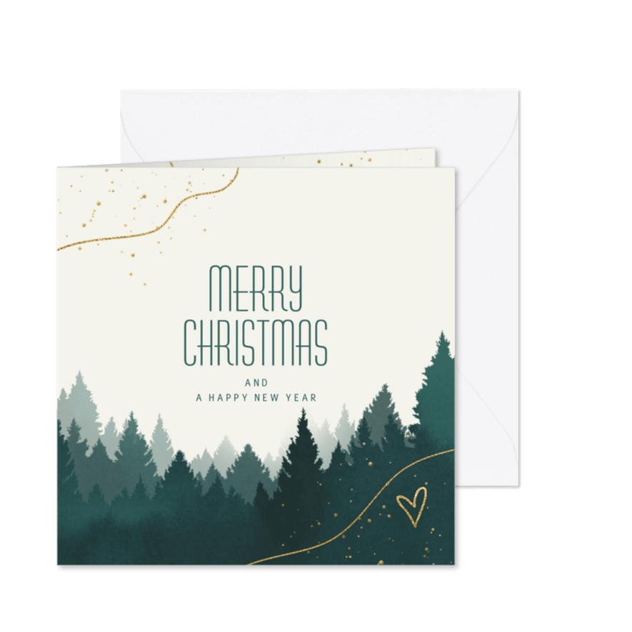 Stijlvolle Kerstkaarten kerstbomen groen watercolor - Kaartimpressie