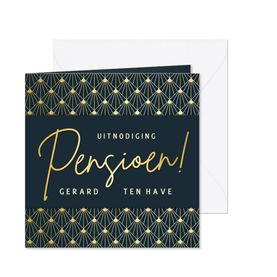 Stijlvolle klassieke art-deco uitnodiging voor een pensioen - Kaartimpressie