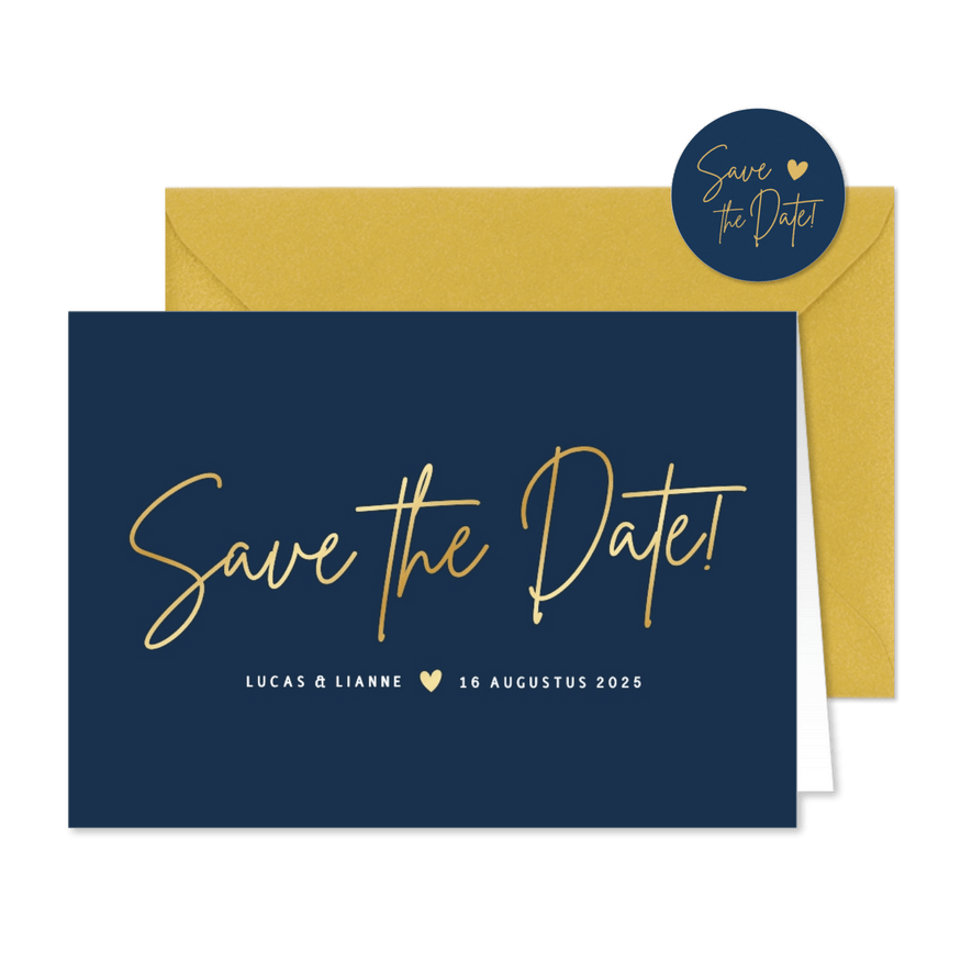 Stijlvolle liggende minimalistische Save the Date kaart  - Kaartimpressie