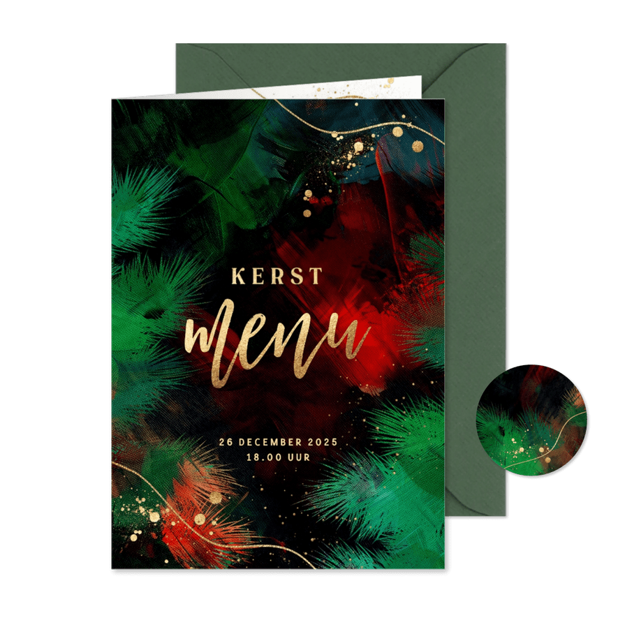 Stijlvolle menukaart kerst - Kaartimpressie