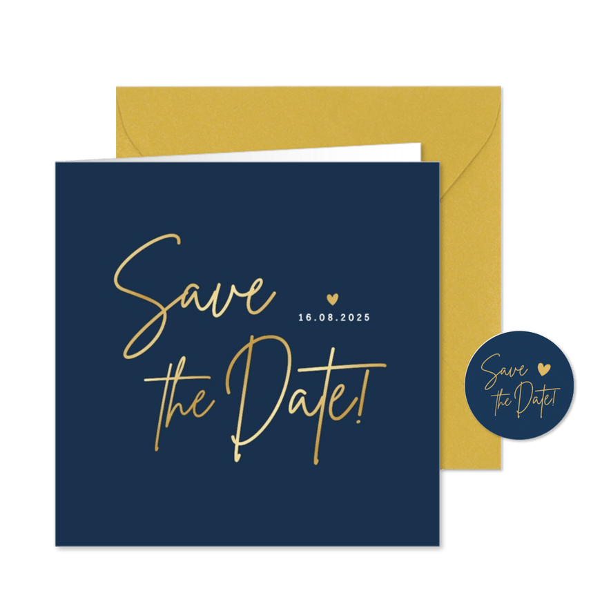 Stijlvolle minimalistische Save the Date kaart met datum - Kaartimpressie